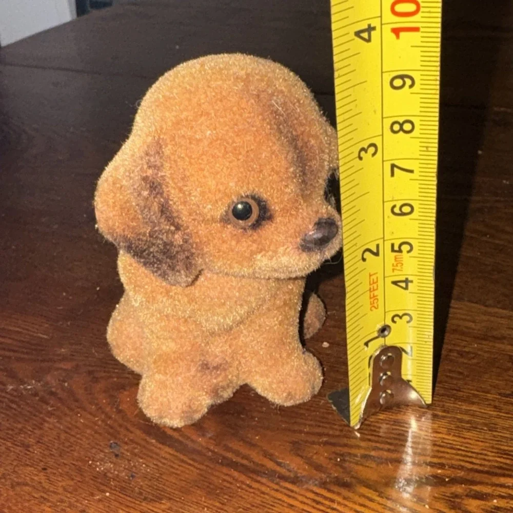 Josef Originals Flocked Brown Puppy Dog  Resin Animal Figurine Vintage